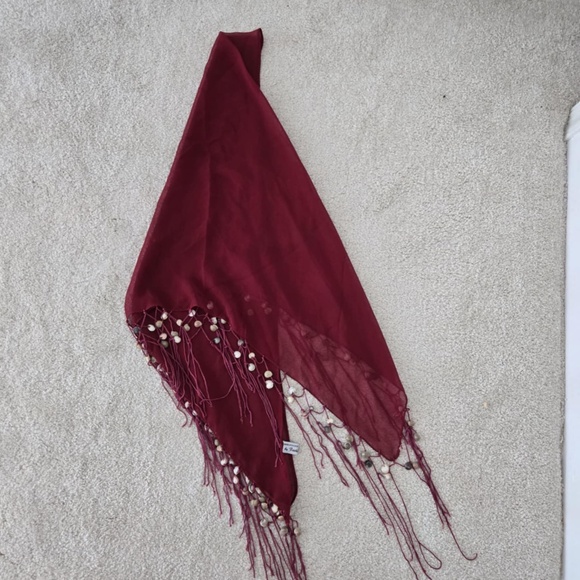 Sea shell maroon sarong/beach cover up - Picture 3 of 6